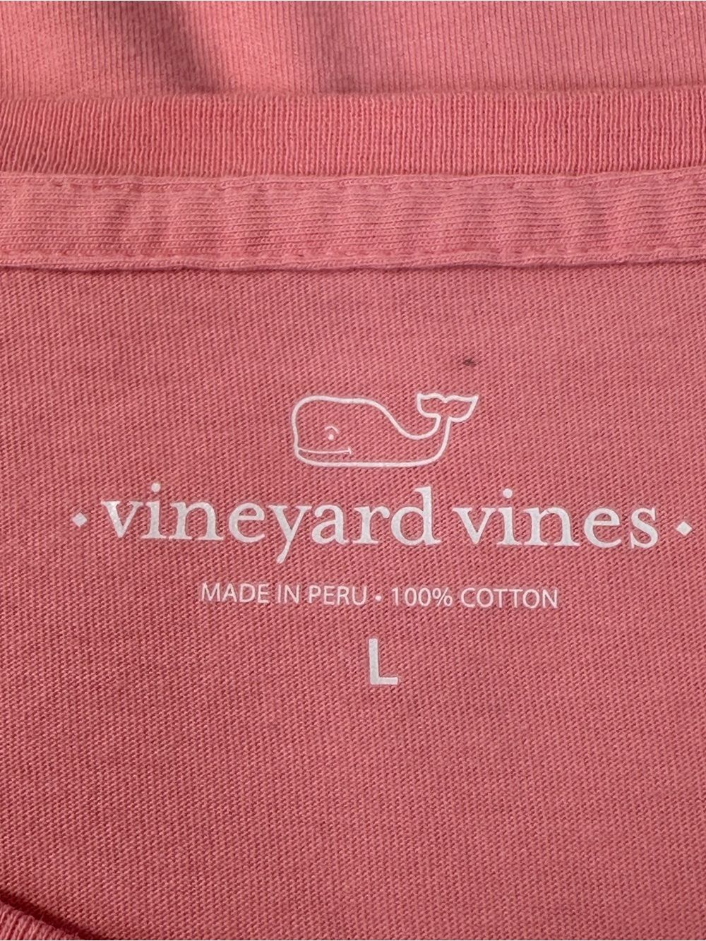 Vineyard Vines Soccer Whale Coral Pink Long Sleeve Pocket T-Shirt Sz L - Picture 4 of 8